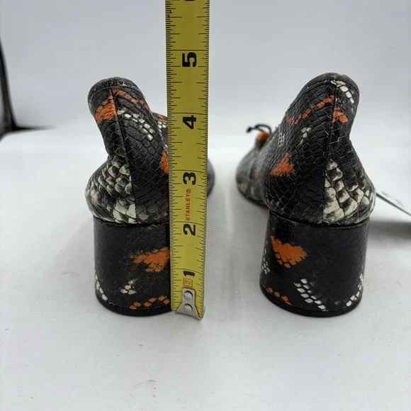 Zara Basic Shoes Womens Size 10 Black Orange Snake Print Block Heel Pumps - Picture 5 of 9